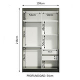 Closet Tokio Negro y Marrón 109x218cm con Dos Cajones y con Cinco Entrepaños - CLOSETS | Bylmo