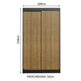 Closet Tokio Negro y Marrón 109x218cm con Dos Cajones y con Cinco Entrepaños - CLOSETS | Bylmo