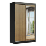 Closet Tokio Negro y Marron 109x218cm con Espejo con Dos Cajones Cinco Entrepaños y Siete Compartimientos - CLOSETS | Bylmo