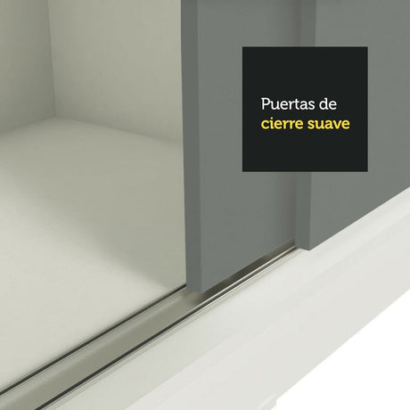 Closet Tokio Blanco y Gris 180x205cm con Cuatro Cajones y con Seis Entrepaños - CLOSETS | Bylmo