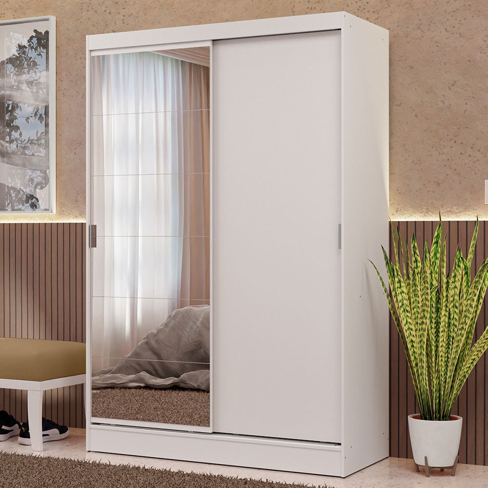 Closet Max Blanco 119x183cm con Un Espejo con Dos Cajones y con Tres Entrepaños - CLOSETS | Bylmo