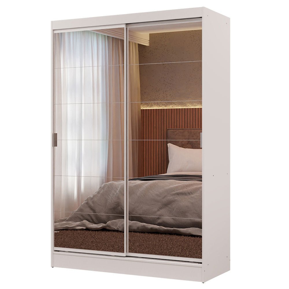 Closet Max Blanco 119x183cm con Espejo con Dos Cajones y con Tres Entrepaños - CLOSETS | Bylmo