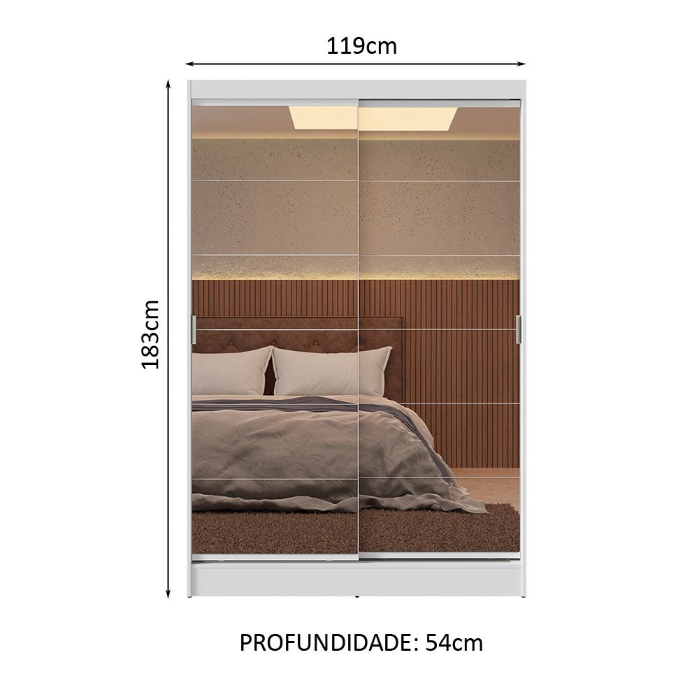 Closet Max Blanco 119x183cm con Espejo con Dos Cajones y con Tres Entrepaños - CLOSETS | Bylmo