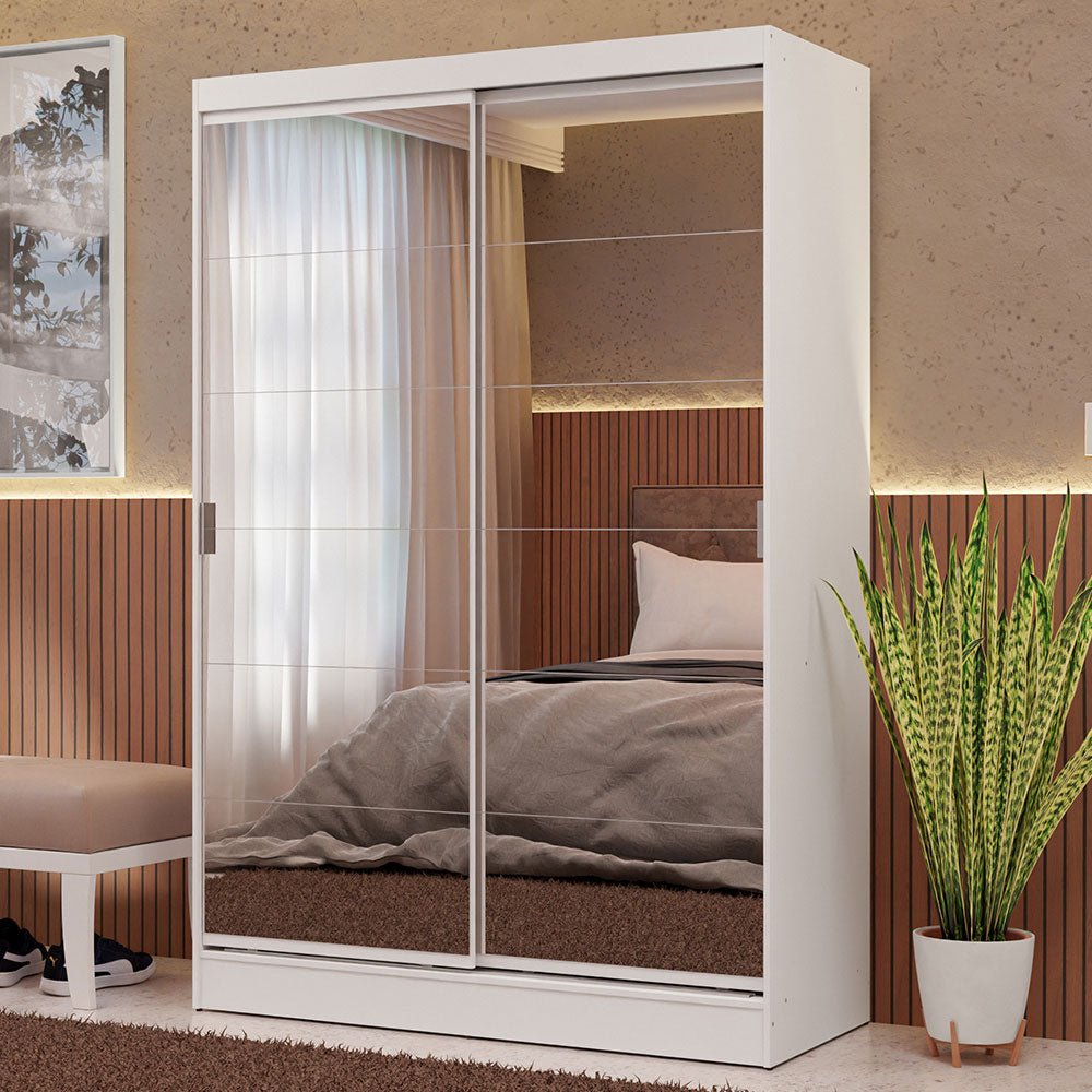 Closet Max Blanco 119x183cm con Espejo con Dos Cajones y con Tres Entrepaños - CLOSETS | Bylmo