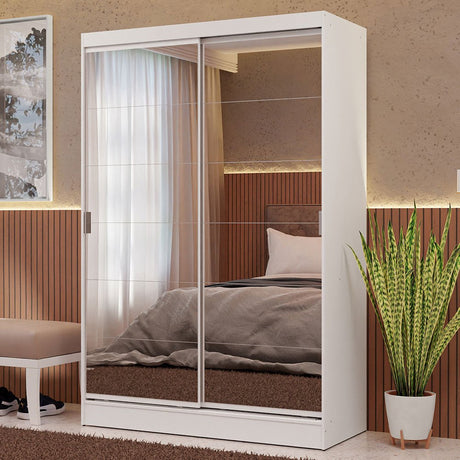 Closet Max Blanco 119x183cm con Espejo con Dos Cajones y con Tres Entrepaños - CLOSETS | Bylmo