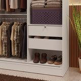 Closet Max Blanco 119x183cm con Espejo con Dos Cajones y con Tres Entrepaños - CLOSETS | Bylmo