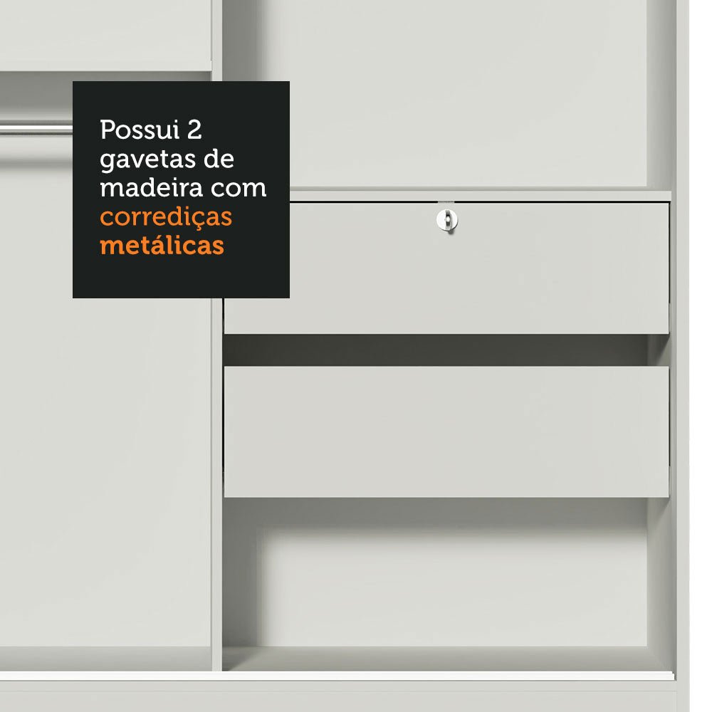 Closet Max Blanco 119x183cm con Espejo con Dos Cajones y con Tres Entrepaños - CLOSETS | Bylmo