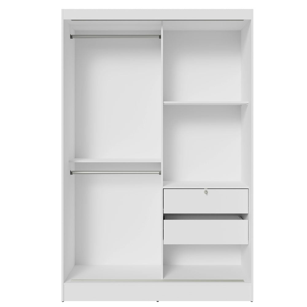 Closet Max Blanco 119x183cm con Espejo con Dos Cajones y con Tres Entrepaños - CLOSETS | Bylmo