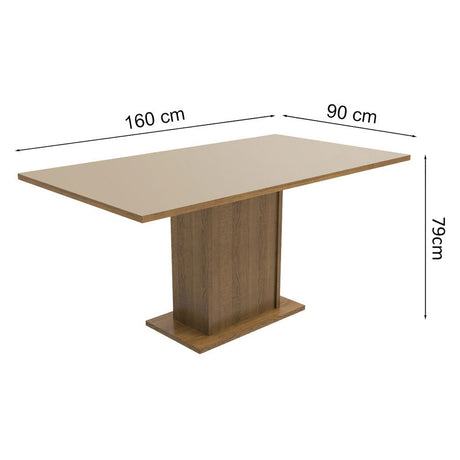 Comedor Marron y Crema 160x80cm Rectangular de Seis Puestos sin Sillas - COMEDORES | Bylmo