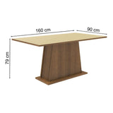 Comedor Marron y Crema 160x79cm Rectangular de Seis Puestos sin Sillas - COMEDORES | Bylmo