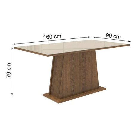 Comedor Marron y Crema 160x79cm Rectangular de Seis Puestos sin Sillas y con Cubierta de Cristal - COMEDORES | Bylmo