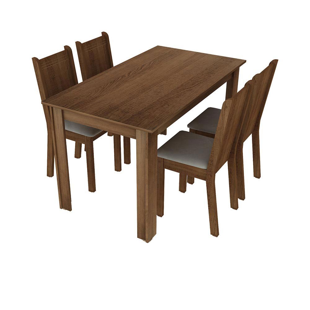 Comedor Rosie Marron y Beige 136x76cm Cuadrado de 4 Puestos con 4 Sillas - COMEDORES | Bylmo