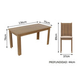 Comedor Rosie Marron y Beige 136x76cm Cuadrado de 4 Puestos con 4 Sillas - COMEDORES | Bylmo