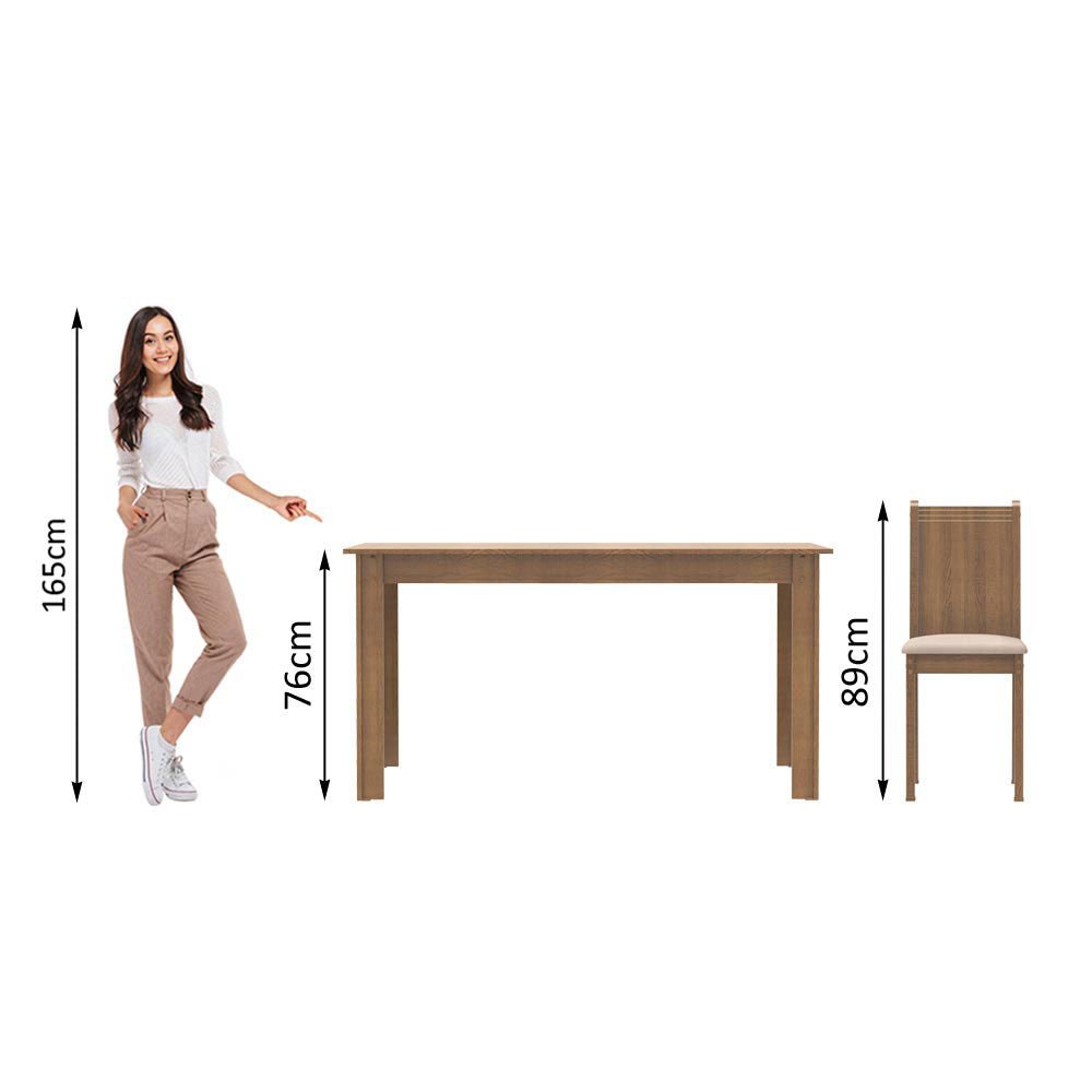 Comedor Rosie Marron y Beige 136x76cm Cuadrado de 4 Puestos con 4 Sillas - COMEDORES | Bylmo