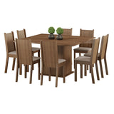 Comedor Clarice Marron y Beige 136x77cm Cuadrado de 8 Puestos con 8 Sillas - COMEDORES | Bylmo