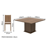 Comedor Clarice Marron y Beige 136x77cm Cuadrado de 8 Puestos con 8 Sillas - COMEDORES | Bylmo