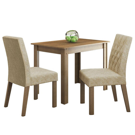 Comedor Lidia Marron y Beige 104x76cm Cuadrado de 2 Puestos con 2 Sillas - COMEDORES | Bylmo