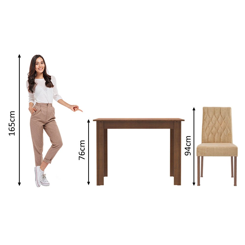 Comedor Lidia Marron y Beige 104x76cm Cuadrado de 2 Puestos con 2 Sillas - COMEDORES | Bylmo