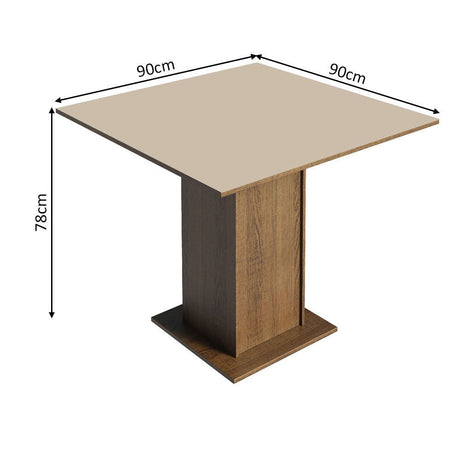 Comedor Alana Marron y Crema 90x78cm Cuadrado de 4 Puestos con 4 Sillas - COMEDORES | Bylmo
