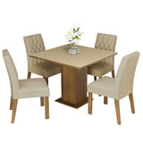 Comedor Livia Marron y Crema 90x78cm Cuadrado de 4 Puestos con 4 Sillas - COMEDORES | Bylmo