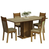 Comedor Elisa Crema y Marron 160x79cm Cuadrado de 4 Puestos con 4 Sillas - COMEDORES | Bylmo