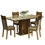 Comedor Greta Crema y Marron 160x80cm Cuadrado de 4 Puestos con 4 Sillas - COMEDORES | Bylmo