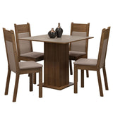 Comedor Claire Marron y Crema 90x78cm Cuadrado de 4 Puestos con 4 Sillas - COMEDORES | Bylmo
