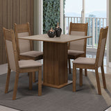 Comedor Claire Marron y Crema 90x78cm Cuadrado de 4 Puestos con 4 Sillas - COMEDORES | Bylmo