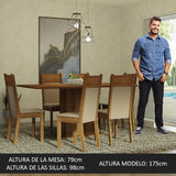 Comedor Augusta Marron y Crema 160x79cm Cuadrado de 6 Puestos con 6 Sillas - COMEDORES | Bylmo