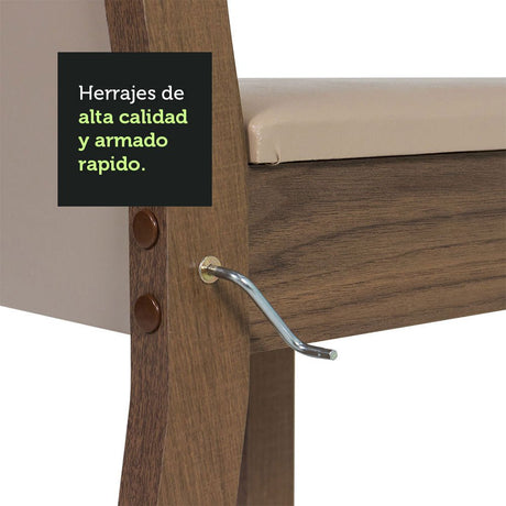 Comedor Augusta Crema y Marron 160x79cm Cuadrado de 6 Puestos con 6 Sillas - COMEDORES | Bylmo