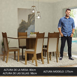 Comedor Francine Crema y Marron 160x80cm Cuadrado de 6 Puestos con 6 Sillas - COMEDORES | Bylmo
