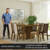 Comedor Marisa Marron y Crema 136x77cm Cuadrado de 8 Puestos con 8 Sillas - COMEDORES | Bylmo