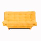 Sofá Cama Valencia Mostaza 180x85cm De Tres Puestos Antifluido con Patas y Dos Cojines Decorativos - SOFAS Y POLTRONAS | Bylmo