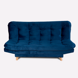 Sofá Cama Valencia Azul Petróleo 180x85cm De Tres Puestos Antifluido con Patas y Dos Cojines Decorativos - SOFAS Y POLTRONAS | Bylmo