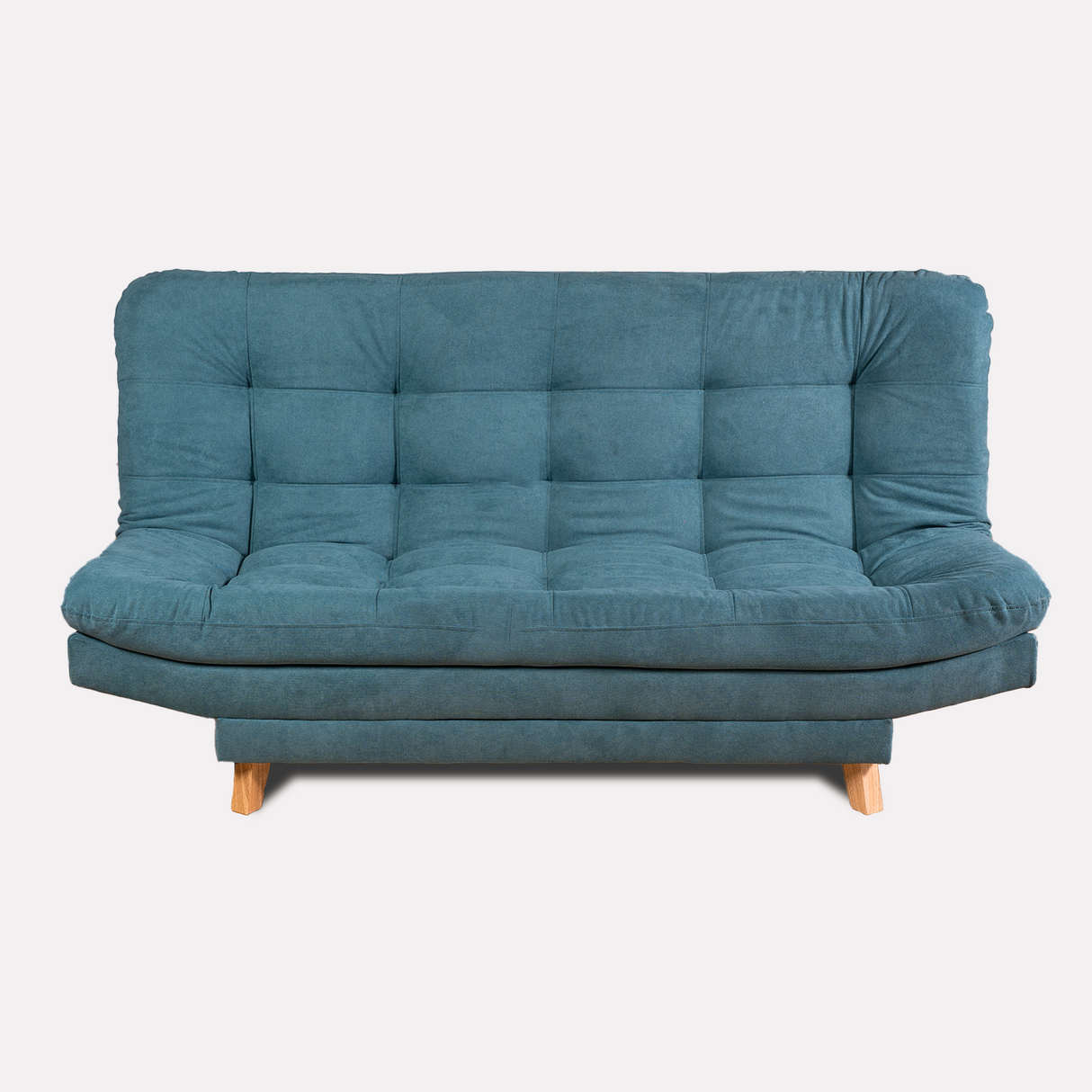 Sofá Cama Valencia Azul Aguamarina 180x85cm De Tres Puestos Antifluido con Patas y Dos Cojines Decorativos - SOFAS Y POLTRONAS | Bylmo