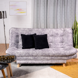 Sofá Cama Valencia Mármol Plata 180x85cm De Tres Puestos Antifluido con Patas y Dos Cojines Decorativos - SOFAS Y POLTRONAS | Bylmo