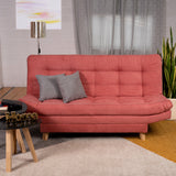 Sofá Cama Valencia Guayaba 180x85cm De Tres Puestos Antifluido con Patas y Dos Cojines Decorativos - SOFAS Y POLTRONAS | Bylmo