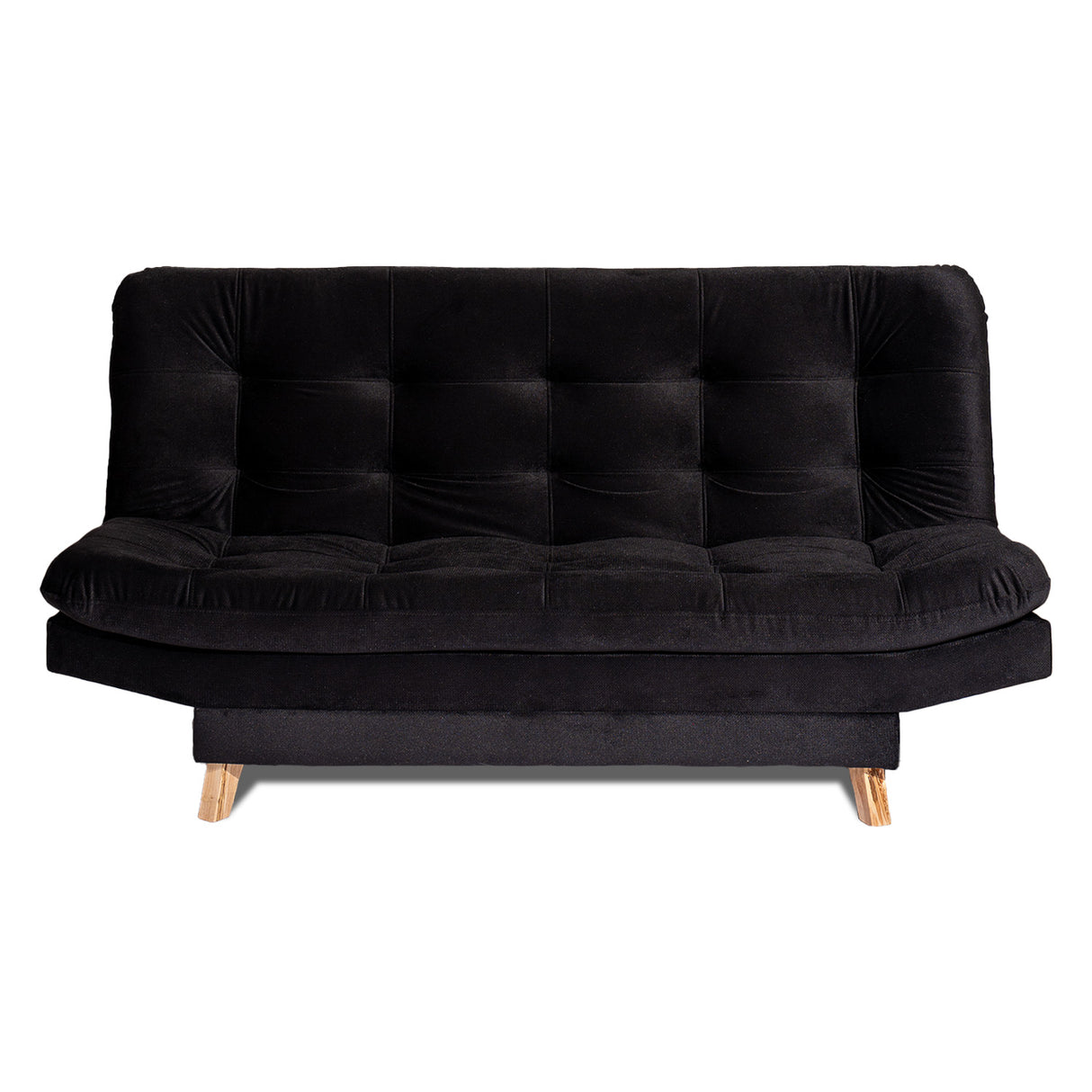 Sofá Cama Valencia Negro 180x85cm De Tres Puestos Antifluido con Patas y Dos Cojines Decorativos - SOFAS Y POLTRONAS | Bylmo