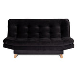 Sofá Cama Valencia Negro 180x85cm De Tres Puestos Antifluido con Patas y Dos Cojines Decorativos - SOFAS Y POLTRONAS | Bylmo