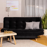 Sofá Cama Valencia Negro 180x85cm De Tres Puestos Antifluido con Patas y Dos Cojines Decorativos - SOFAS Y POLTRONAS | Bylmo
