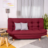 Sofá Cama Valencia Vinotinto 180x85cm De Tres Puestos Antifluido con Patas y Dos Cojines Decorativos - SOFAS Y POLTRONAS | Bylmo