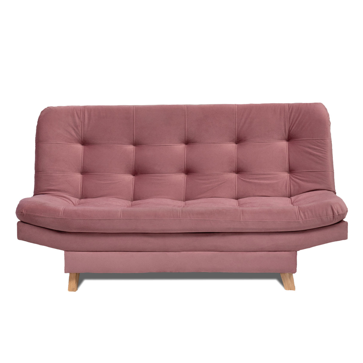 Sofá Cama Valencia Rosa 180x85cm De Tres Puestos Antifluido con Patas y Dos Cojines Decorativos - SOFAS Y POLTRONAS | Bylmo