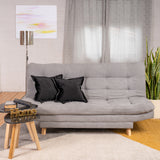 Sofá Cama Valencia Gris Claro 180x85cm De Tres Puestos Antifluido con Patas y Dos Cojines Decorativos - SOFAS Y POLTRONAS | Bylmo