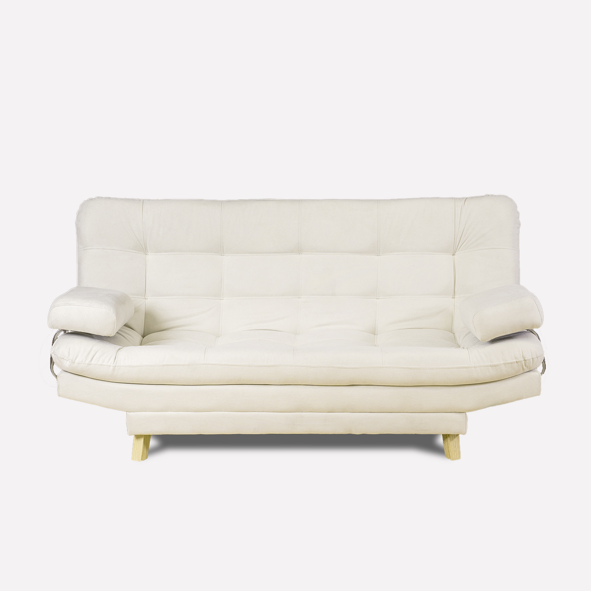 Combo Sofá Cama y Puff Valencia Marfil 180x85cm De Tres Puestos Antifluido con Patas - SOFAS Y POLTRONAS | Bylmo