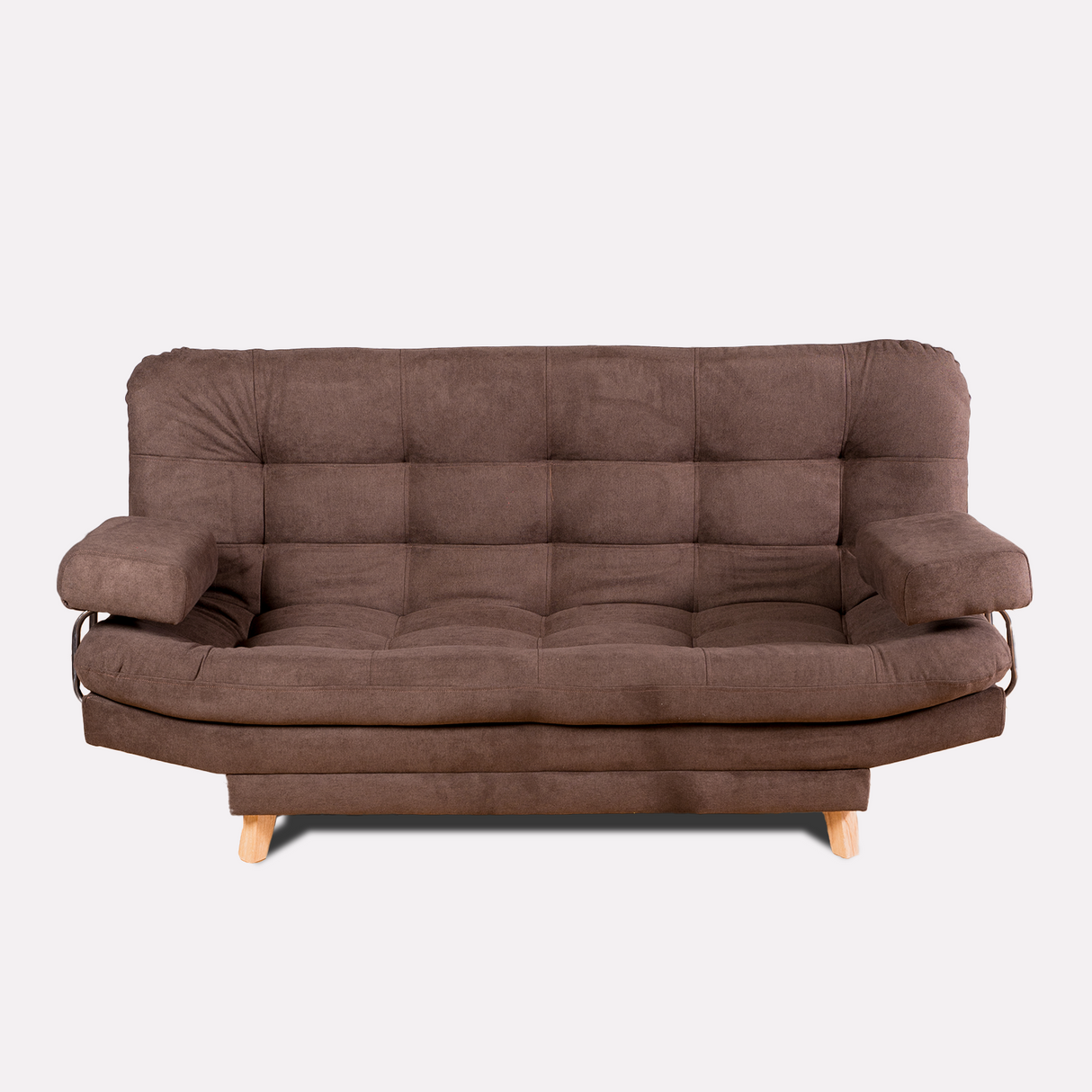 Combo Sofá Cama y Puff Valencia Chocolate 180x85cm De Tres Puestos Antifluido con Patas - SOFAS Y POLTRONAS | Bylmo