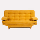 Combo Sofá Cama y Puff Valencia Mostaza 180x85cm De Tres Puestos Antifluido con Patas - SOFAS Y POLTRONAS | Bylmo