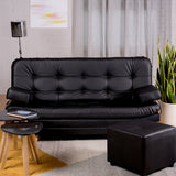 Combo Sofá Cama y Puff Valencia Negro Sintético 180x85cm De Tres Puestos Antifluido con Patas - SOFAS Y POLTRONAS | Bylmo