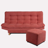 Combo Sofá Cama y Puff Valencia Guayaba 180x85cm De Tres Puestos Antifluido con Patas - SOFAS Y POLTRONAS | Bylmo