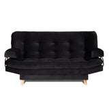 Combo Sofá Cama y Puff Valencia Negro 180x85cm De Tres Puestos Antifluido con Patas - SOFAS Y POLTRONAS | Bylmo