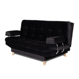Combo Sofá Cama y Puff Valencia Negro 180x85cm De Tres Puestos Antifluido con Patas - SOFAS Y POLTRONAS | Bylmo